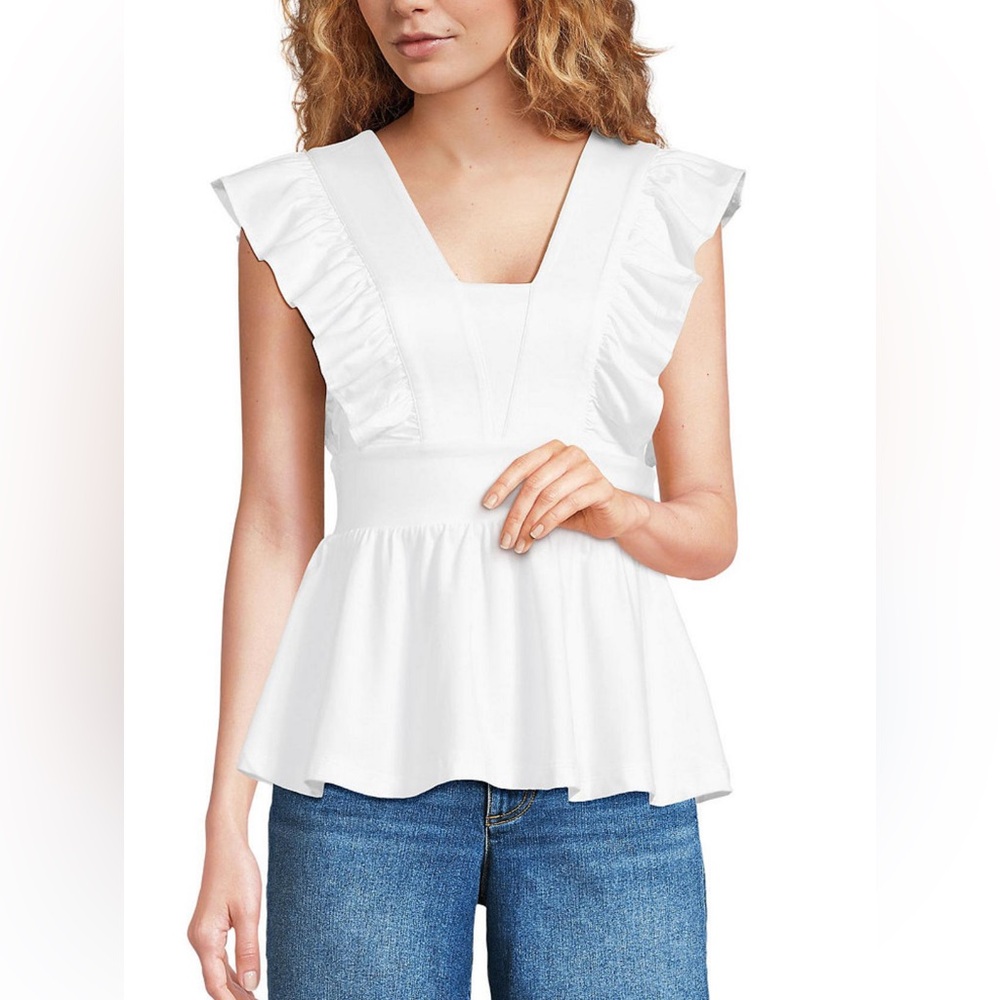 NWT Lands' End Women's Lightweight Jersey Ruffle Peplum Top
